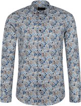 Suitable - Overhemd BD Dessin Blauw - XXL - Heren - Slim-fit