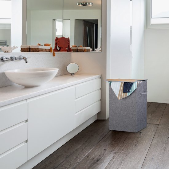 Relaxdays 2x panier à linge pliable - couvercle avec velcro - 60 litres - sac à linge - gris