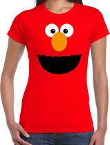 Rode cartoon knuffel gezicht verkleed t-shirt rood voor dames - Carnaval fun shirt / kleding / kostuum S