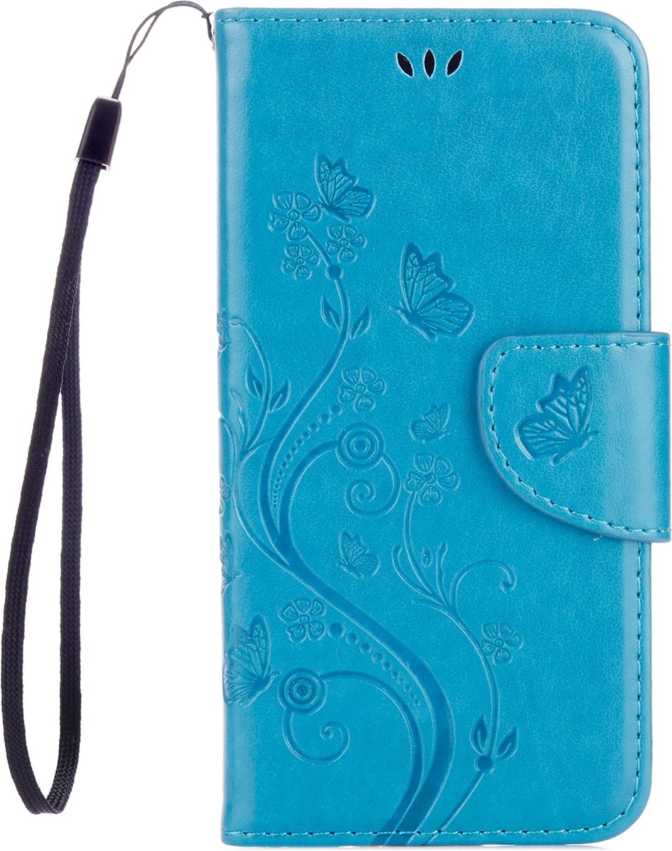 Mobigear Telefoonhoesje geschikt voor Samsung Galaxy A5 (2017) Hoesje | Mobigear Flowers Bookcase Portemonnee | Pasjeshouder voor 2 Pasjes | Telefoonhoesje voor Pinpas / OV Kaart / Rijbewijs - Turquoise