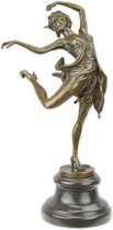 Bronzen beeld - sculptuur van een danseres - dynamisch kunstwerk - 38,2 cm hoog