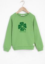 Sissy-Boy - Groene crew neck sweater met klavertje vier