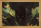 JUNIQE - Poster met houten lijst Panther -30x45 /Groen