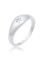 Elli Dames Ring Dames zegelring Sterren Symbool fonkelend met kristallen in 925 Sterling Zilver