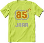 85 Jaar Feest T-Shirt | Goud - Zilver | Grappig Verjaardag Cadeau Shirt | Dames - Heren - Unisex | Tshirt Kleding Kado | - Groen - M