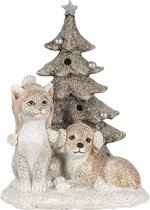 Kerstdecoratie Beeld Honden en kat 11*9*15 cm LED Wit, Grijs Kunststof Decoratief Figuur Decoratieve Accessoires Kerstdecoratie voor Binnen