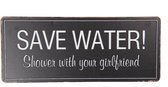 Tekstbord 30*1*13 cm Zwart Metaal Rechthoek Save Water Wandbord Quote Bord Spreuk