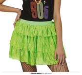 Guirca - Jaren 80 & 90 Kostuum - 80s Kanten Rok Neon Groen Vrouw - groen - One Size - Carnavalskleding - Verkleedkleding