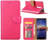 LuxeBass Hoesje geschikt voor Nokia 3.1 - Bookcase Roze - portemonnee hoesje - telefoonhoes - gsm hoes - telefoonhoesjes