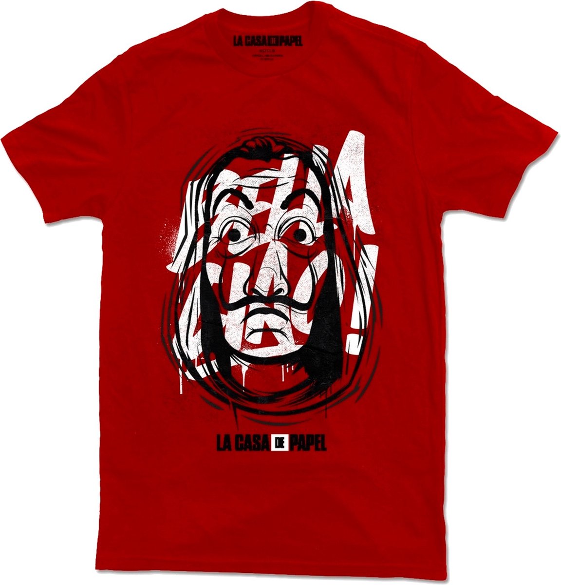 La Casa De Papel T-shirt Mask Katoen Rood/zwart/wit Mt M
