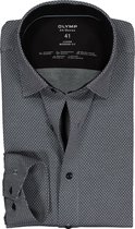 OLYMP Luxor 24/Seven modern fit overhemd - zilvergrijs tricot birdseye dessin (contrast) - Strijkvriendelijk - Boordmaat: 44