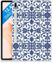 TPU Bumper Hoesje Geschikt voor Samsung Galaxy Tab S7FE Cover Flower Blue met doorzichte zijkanten