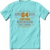 64 Jaar Legend T-Shirt | Goud - Zilver | Grappig Verjaardag Cadeau | Dames - Heren | - Licht Blauw - M