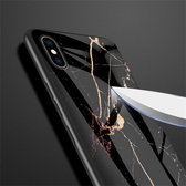 Apple iPhone X/10 Hoesje - Mobigear - Marble Serie - Gehard Glas Backcover - Zwart / Rood - Hoesje Geschikt Voor Apple iPhone X/10