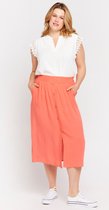 LOLALIZA Midi rok met linnen look - Roze - Maat 38