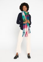 LOLALIZA Kleurrijke geblokte sjaal - Petrol - Maat One size