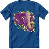 Dieren T-Shirt | Olifant shirt Heren / Dames | Wildlife elephant cadeau - Donker Blauw - L