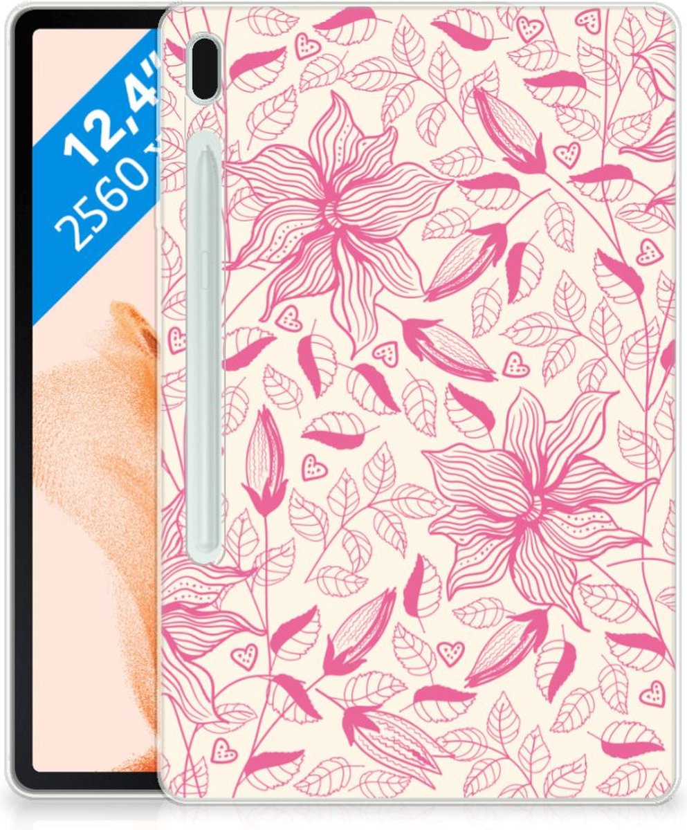Samsung Galaxy Tab S7FE Siliconen Hoesje Pink Flowers