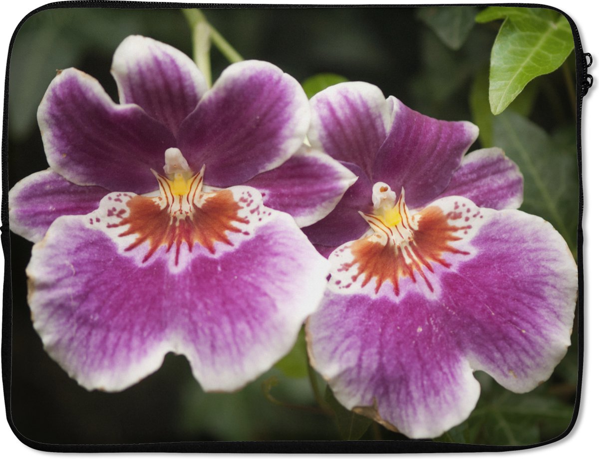 Laptophoes 17 inch - Wilde orchidee - Laptop sleeve - Binnenmaat 41x28 cm - Zwarte achterkant