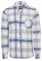 Heren overhemd - Rusty Neal - R11031-v7 - Ecru - Blauw