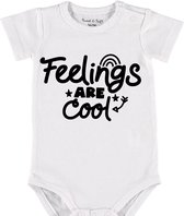 Baby Rompertje met tekst 'Feelings are cool' | Korte mouw l | wit zwart | maat 62/68 | cadeau | Kraamcadeau | Kraamkado