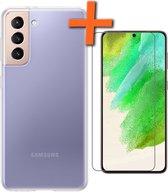 Samsung Galaxy S21 FE Hoesje Met Screenprotector - Samsung Galaxy S21 FE Case Transparant Siliconen - Samsung Galaxy S21 FE Hoes Met Screenprotector