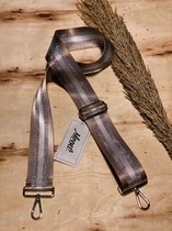 Schoudertas band - Hengsel - Bag strap - Fabric straps - Boho - Chique - Chic -  Dubbele zilveren lijn