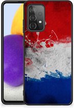 Mobiel TPU Hard Case Geschikt voor Samsung Galaxy A72 (5G/4G) Telefoon Hoesje met Zwarte rand Nederlandse Vlag