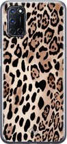 Casimoda® hoesje - Geschikt voor Oppo A52 - Luipaard print bruin - Siliconen/TPU - Bruin/beige