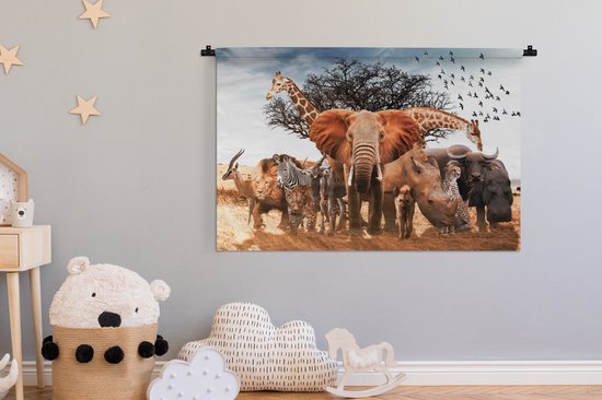 Tapisserie - Animaux - Girafe - Éléphant - 120x80 cm - Tapisserie