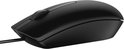 Souris optique Dell noire filaire, vue de côté.