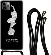 Hoesje met koord Geschikt voor iPhone 11 Pro - Limburg - Nederland - Kaart - Siliconen - Crossbody - Backcover met Koord - Telefoonhoesje met koord - Hoesje met touw