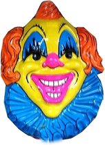 Clown carnaval thema wanddecoratie 60 cm geel met blauw/geel - Feestartikelen/versiering