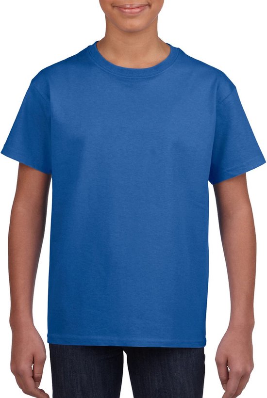 Blauw basic t-shirt met ronde hals voor kinderen unisex- katoen - 145 grams - blauwe shirts / kleding voor jongens en meisjes S (110-116)