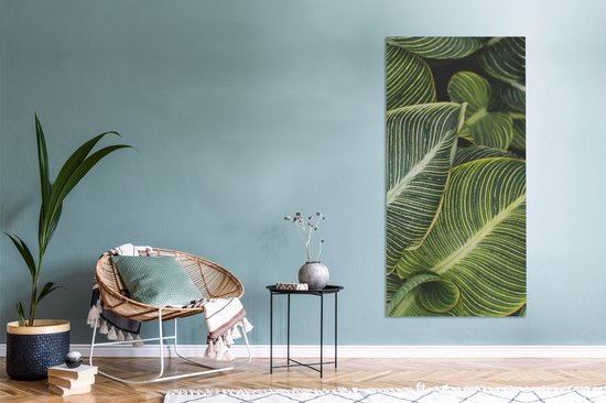 Tableau sur toile Feuilles - Plante - Wit - 80x160 cm - Décoration murale