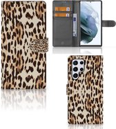 Book Cover Geschikt voor Samsung Galaxy S22 Ultra Smartphone Hoesje Leopard