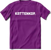 Kattenkop - Katten T-Shirt Kleding Cadeau | Dames - Heren - Unisex | Kat / Dieren shirt | Grappig Verjaardag kado | Tshirt Met Print | - Paars - XXL