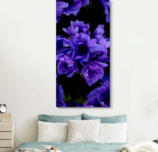 Modèle de peinture sur toile - Fleurs - Violet - 80x160 cm - Décoration murale