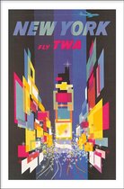 Walljar - New York TWA Abstract - Muurdecoratie - Canvas schilderij