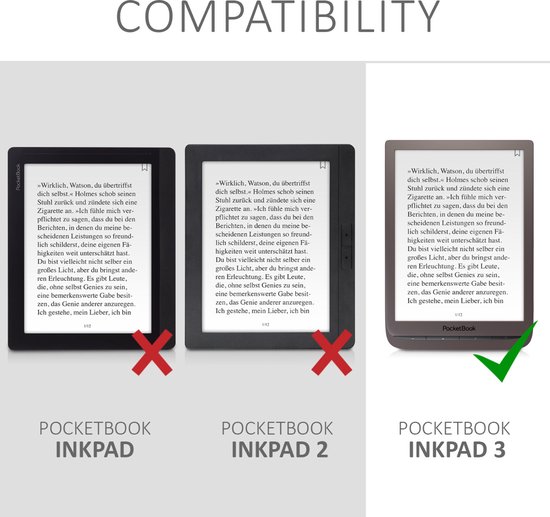 kwmobile hoes geschikt voor Pocketbook InkPad 3 / 3 Pro / Color / Vivlio InkPad 3 - Stoffen beschermhoes voor e-reader in donkergrijs van Merkloos — afbeelding 2