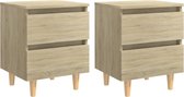 Decoways - Nachtkastjes 2 stuks met houten poten 40x35x50cm sonoma eikenkleur