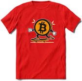 Skater Coin - Crypto T-Shirt Kleding Cadeau | Dames / Heren / Unisex | Bitcoin / Ethereum shirt | Grappig Verjaardag kado | BTC Tshirt Met Print | - Rood - 3XL