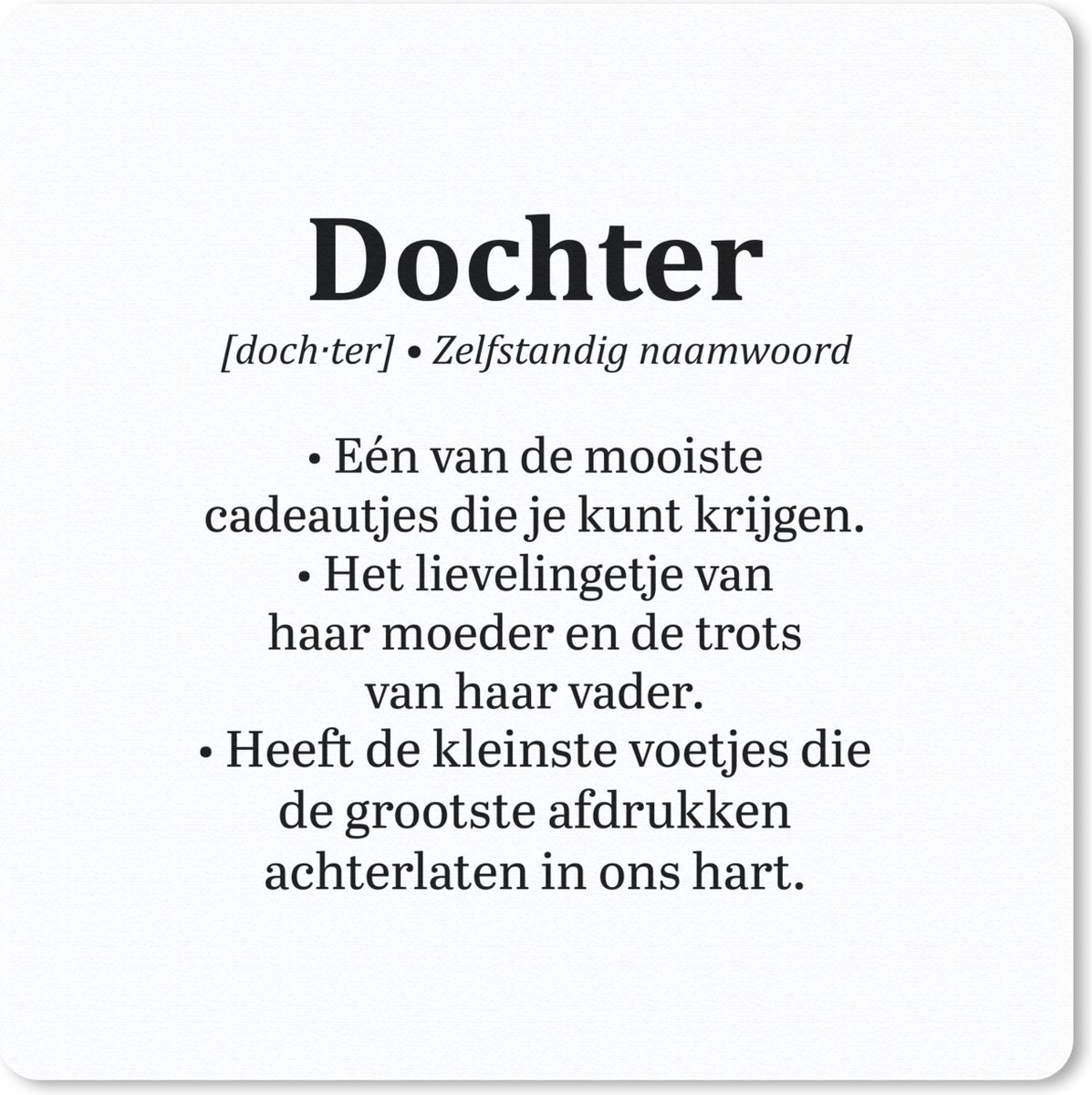 Muismat 30x30 cm - Mousepad Dochters - Spreuken - Woordenboek - Definitie - Quotes - Muismatten