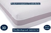 1-Persoons BAMBOO Matras - MICROPOCKET HR/Koudssschuim 7 ZONE 25 CM - 3D - Gemiddeld ligcomfort - 70x220/25