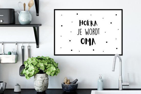 Cadre photo avec affiche - Enceinte - Citations - 'Hourra tu vas être grand-mère' - 60x40 cm - Cadre pour affiche