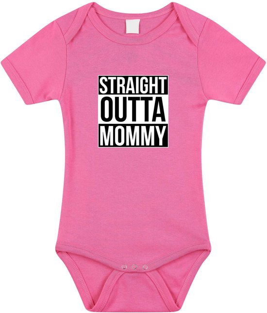 Foto: Straight outta mommy cadeau romper roze voor babys meisjes moederdag mama kado geboorte kraamcadeau cadeau voor aanstaande moeder 92