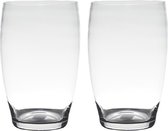Set van 2x stuks transparante home-basics vaas/vazen van glas 20 x 15 cm - Bloemen/takken/boeketten vaas voor binnen gebruik