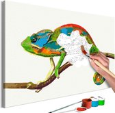 Doe-het-zelf op canvas schilderen - Chameleon.