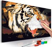 Doe-het-zelf op canvas schilderen - Tiger Roar.