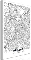 Schilderij - Map of Brussels (1 Part) Vertical.